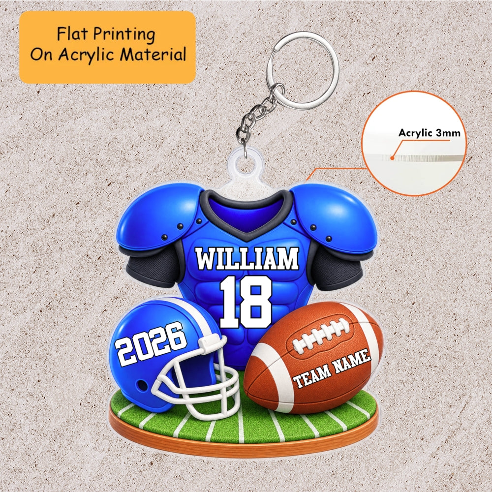 Personalized American Football Christmas Flat Printed Acrylic Ornament, Custom American Football Things, Custom Ornament Christmas Gift, Keychain American Football, Car Ornament American Football