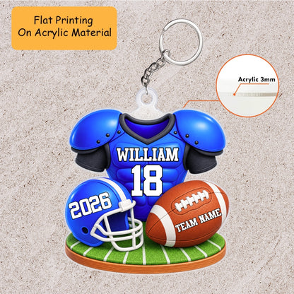 Personalized American Football Christmas Flat Printed Acrylic Ornament, Custom American Football Things, Custom Ornament Christmas Gift, Keychain American Football, Car Ornament American Football