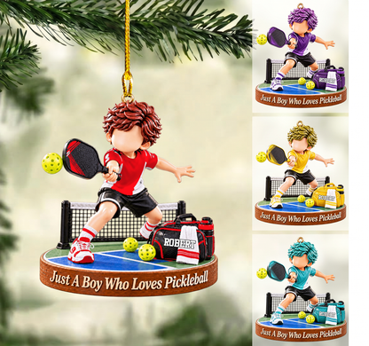 Personalized Pickleball Christmas Ornament, Just A Boy Who Loves Pickleball Court Setup, Custom Ornament Christmas Gift, Keychain Pickleball, Car Ornament Pickleball 