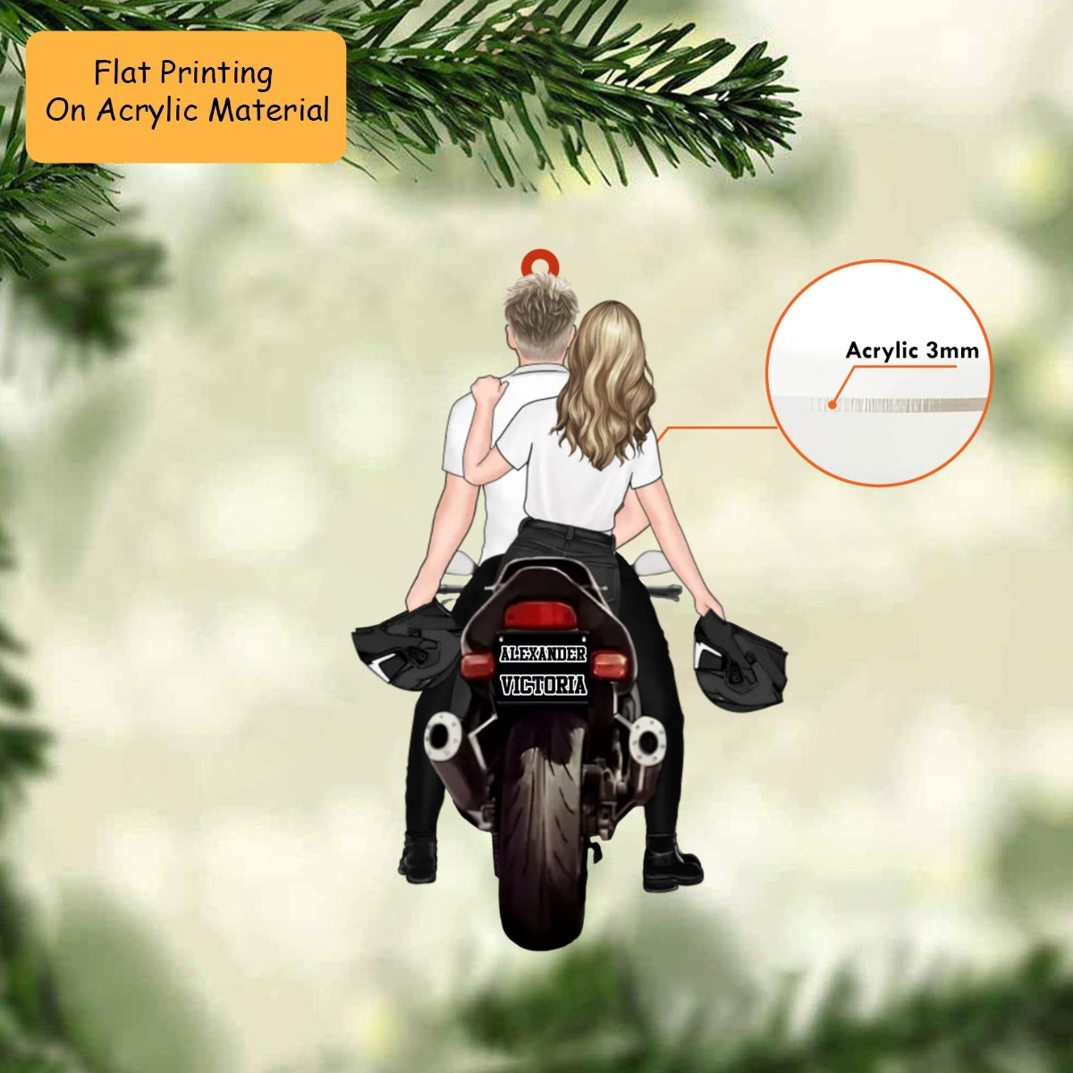 Personalized Motorcycle Christmas Ornament, Couple Rider, Custom Ornament Christmas Gift, Keychain Motorcycle, Car Ornament Motorcycle