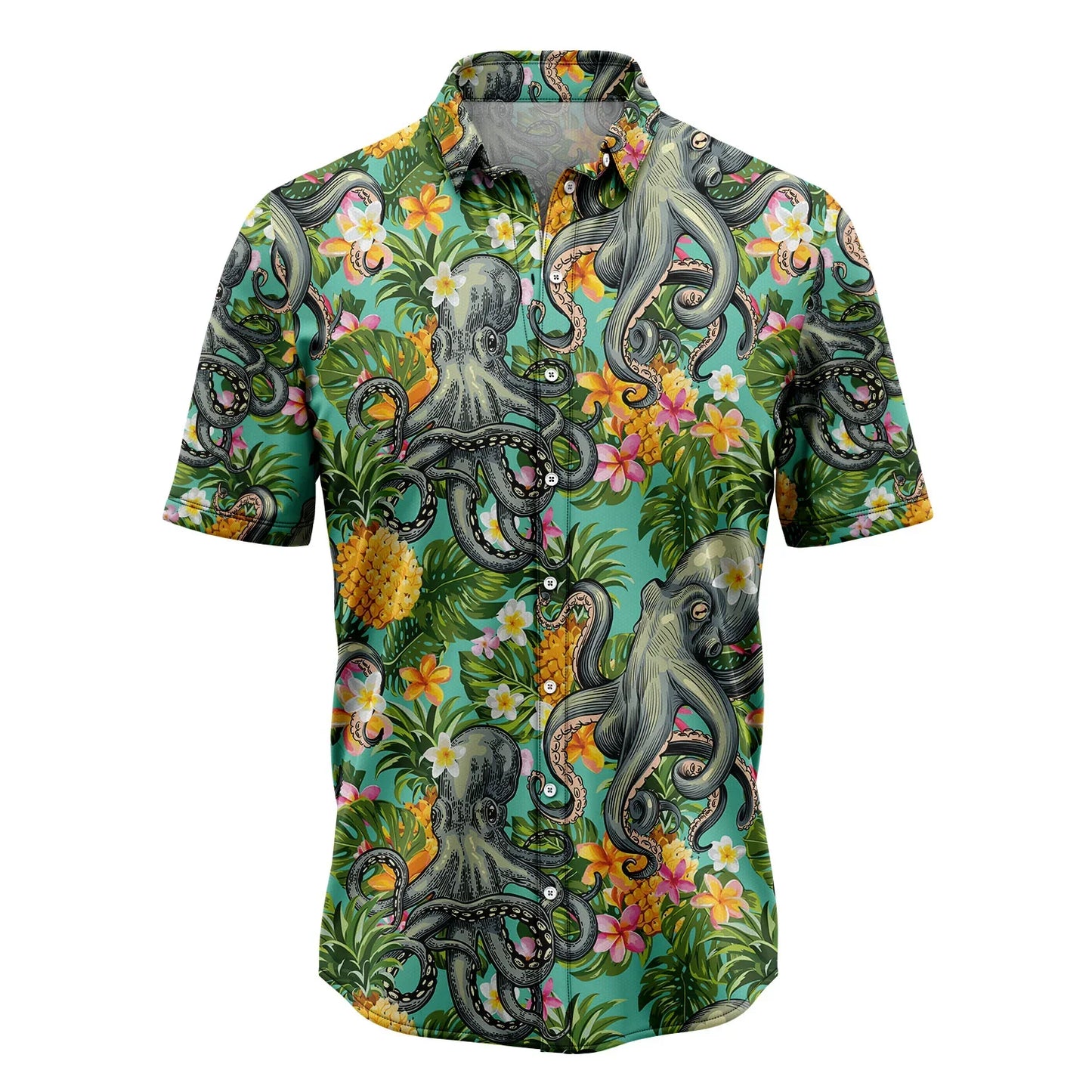 Octopus Hawaiian Shirt, Tropical Pineapple Summer Aloha Shirt For Men And Women - Perfect Gift For Husband, Boyfriend, Friend, Family, Wife - Amzanimalsgift