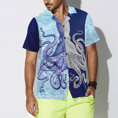 Octopus Hawaiian Shirt, Tropical Summer Octopus Hawaiian Shirt For Men - Perfect Gift For Husband, Boyfriend, Friend, Family - Amzanimalsgift