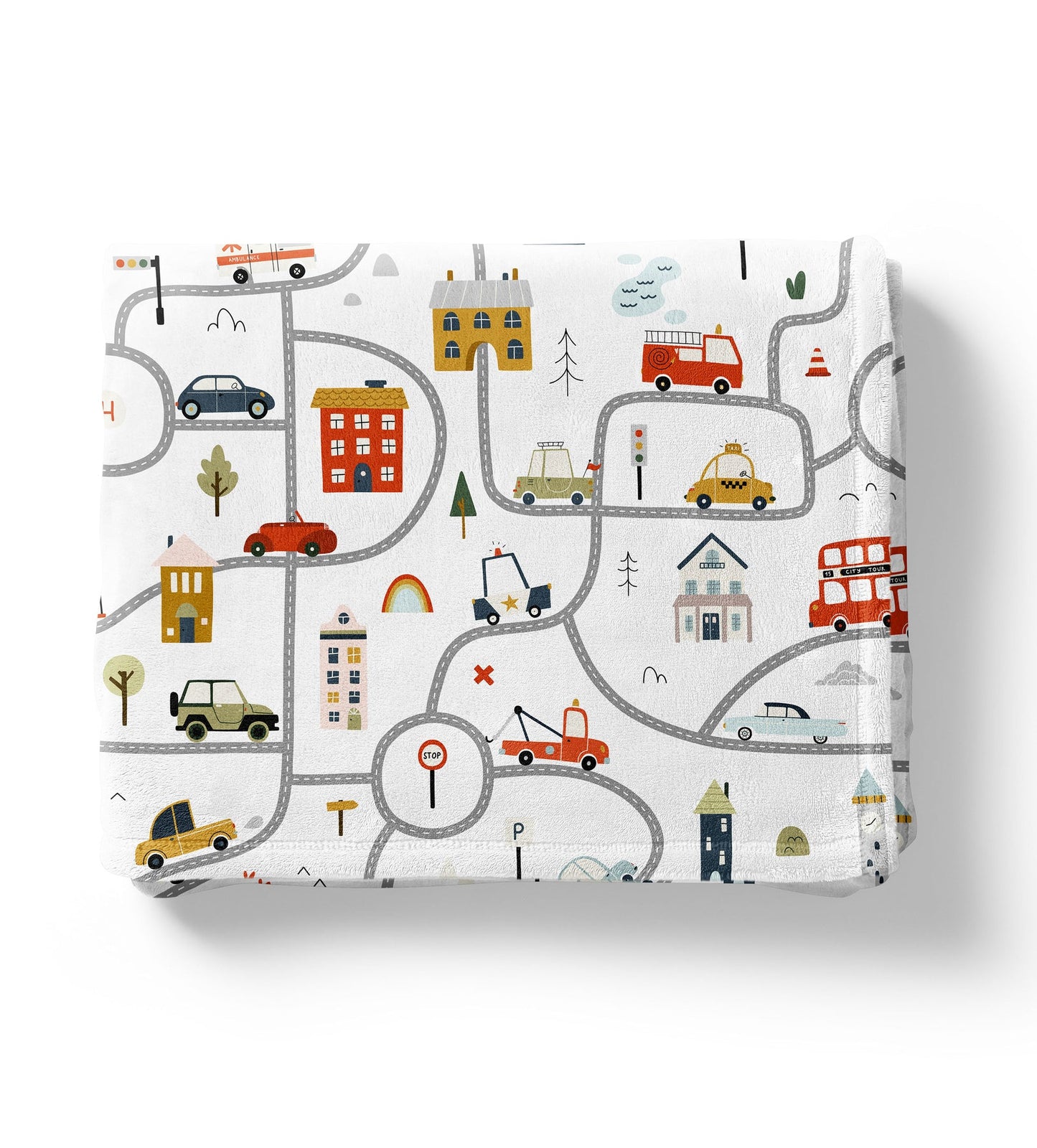 Car On The Town Baby Kids Blanket With Customized Name For Baby Nursery, Son, Daughter, Granddaughter, Grandson