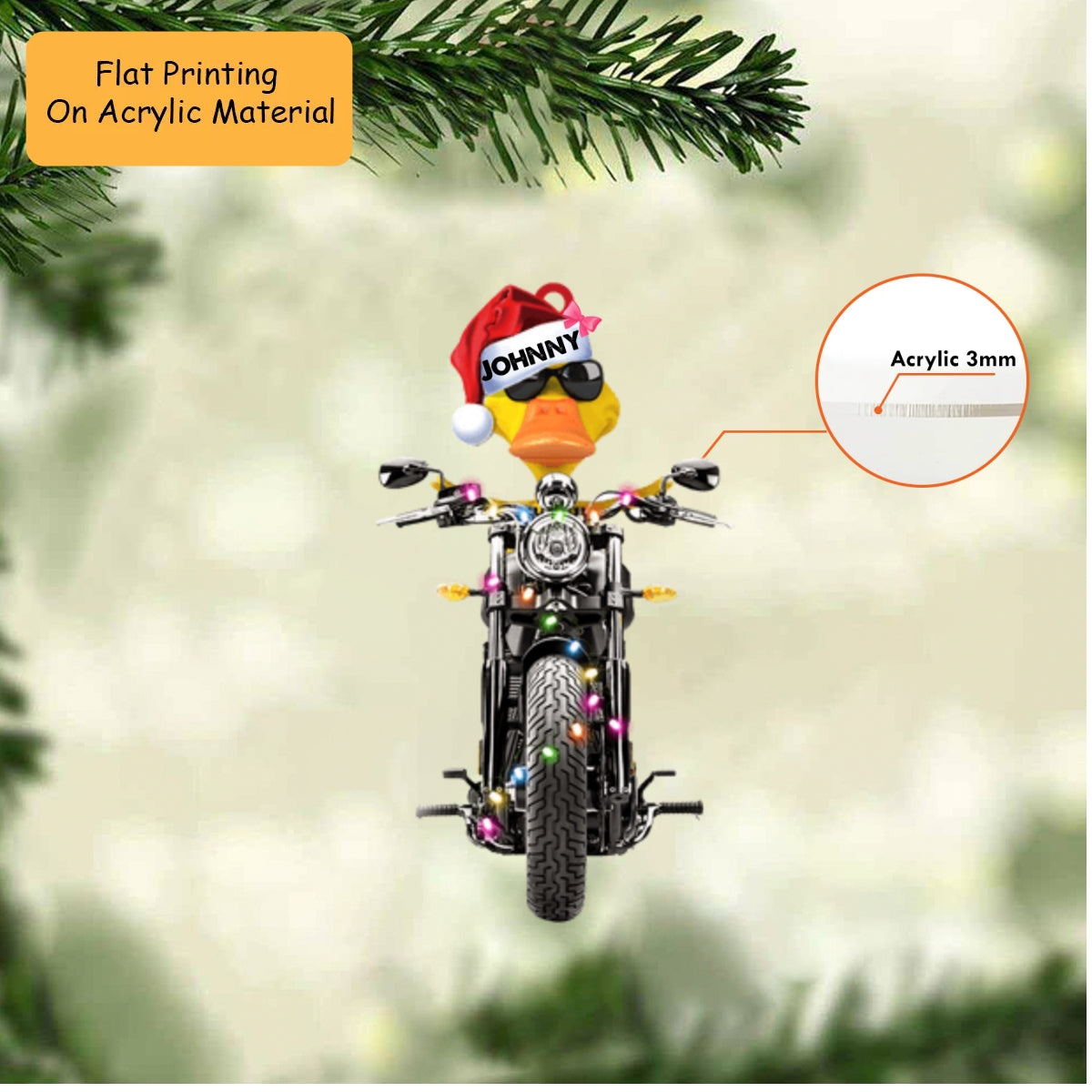 Personalized Christmas Biker Ornament, Biker Duckies, Custom Ornament Christmas Gift, Keychain Biker Christmas, Car Ornament Biker Christmas