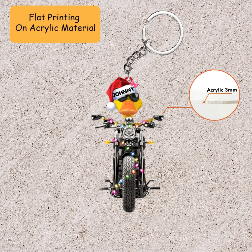 Personalized Christmas Biker Ornament, Biker Duckies, Custom Ornament Christmas Gift, Keychain Biker Christmas, Car Ornament Biker Christmas
