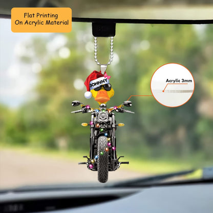 Personalized Christmas Biker Ornament, Biker Duckies, Custom Ornament Christmas Gift, Keychain Biker Christmas, Car Ornament Biker Christmas