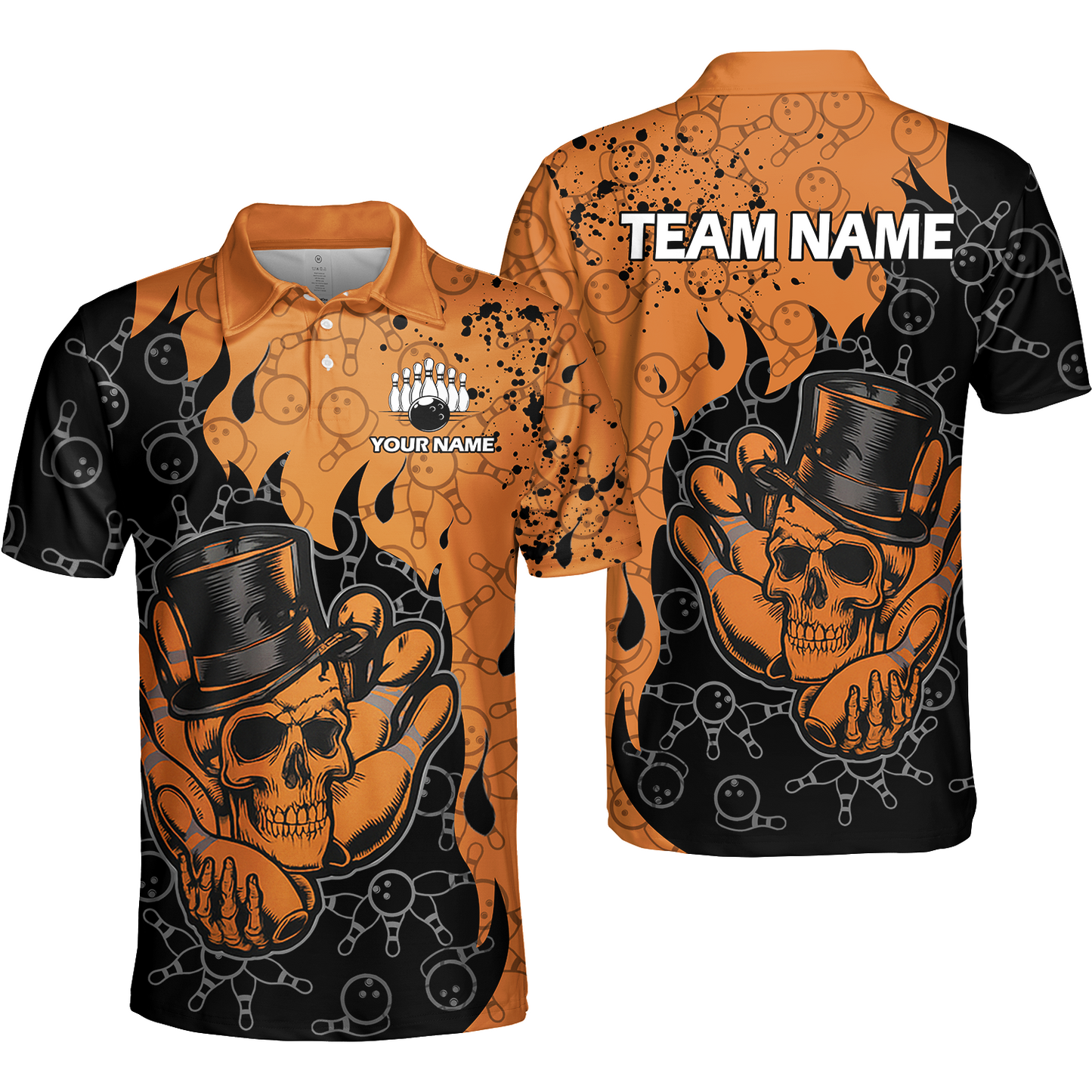 Custom Bowling Team Shirt – Skull Bowling Pattern Multicolor Personalized Jersey Bowling Uniform For League Players
