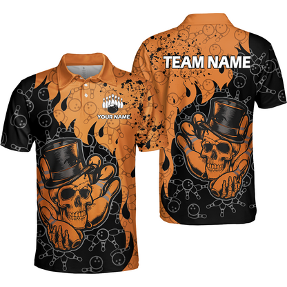 Custom Bowling Team Shirt – Skull Bowling Pattern Multicolor Personalized Jersey Bowling Uniform For League Players