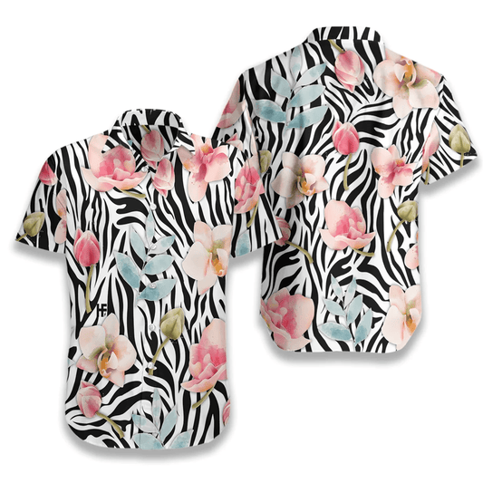 Orchid Zebra Watercolor Painting Art Hawaiian Shirt - Perfect Gift For Zebra Lovers, Husband, Boyfriend, Friend, Family - Amzanimalsgift
