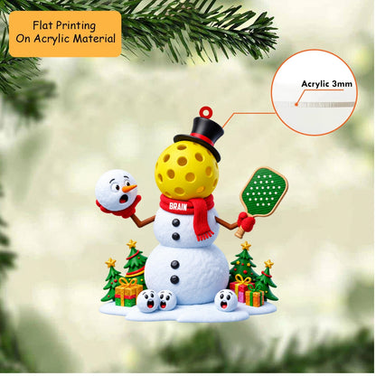 Personalized Pickleball Player Christmas Ornament, Headless Snowman Holding Paddle, Custom Ornament Christmas Gift, Keychain Pickleball, Car Ornament Pickleball