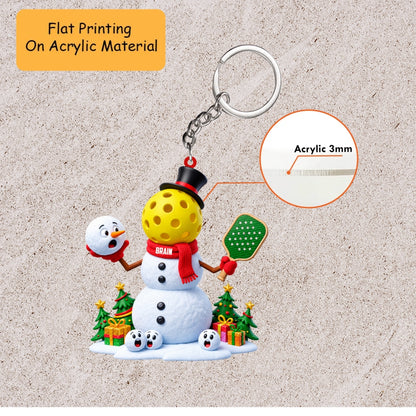 Personalized Pickleball Player Christmas Ornament, Headless Snowman Holding Paddle, Custom Ornament Christmas Gift, Keychain Pickleball, Car Ornament Pickleball