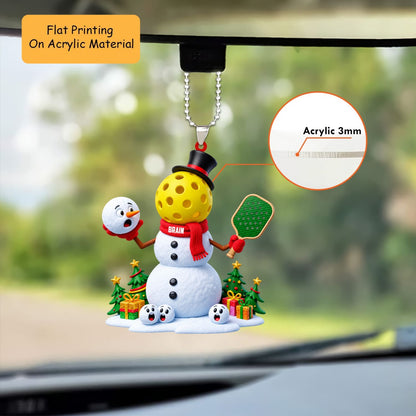 Personalized Pickleball Player Christmas Ornament, Headless Snowman Holding Paddle, Custom Ornament Christmas Gift, Keychain Pickleball, Car Ornament Pickleball