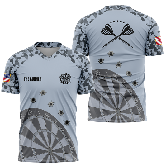 Customized Darts Polo Shirt, Camouflage Gun Holes, Personalized Name Polo Shirt For Men  - Perfect Gift For Darts Lovers, Darts Players