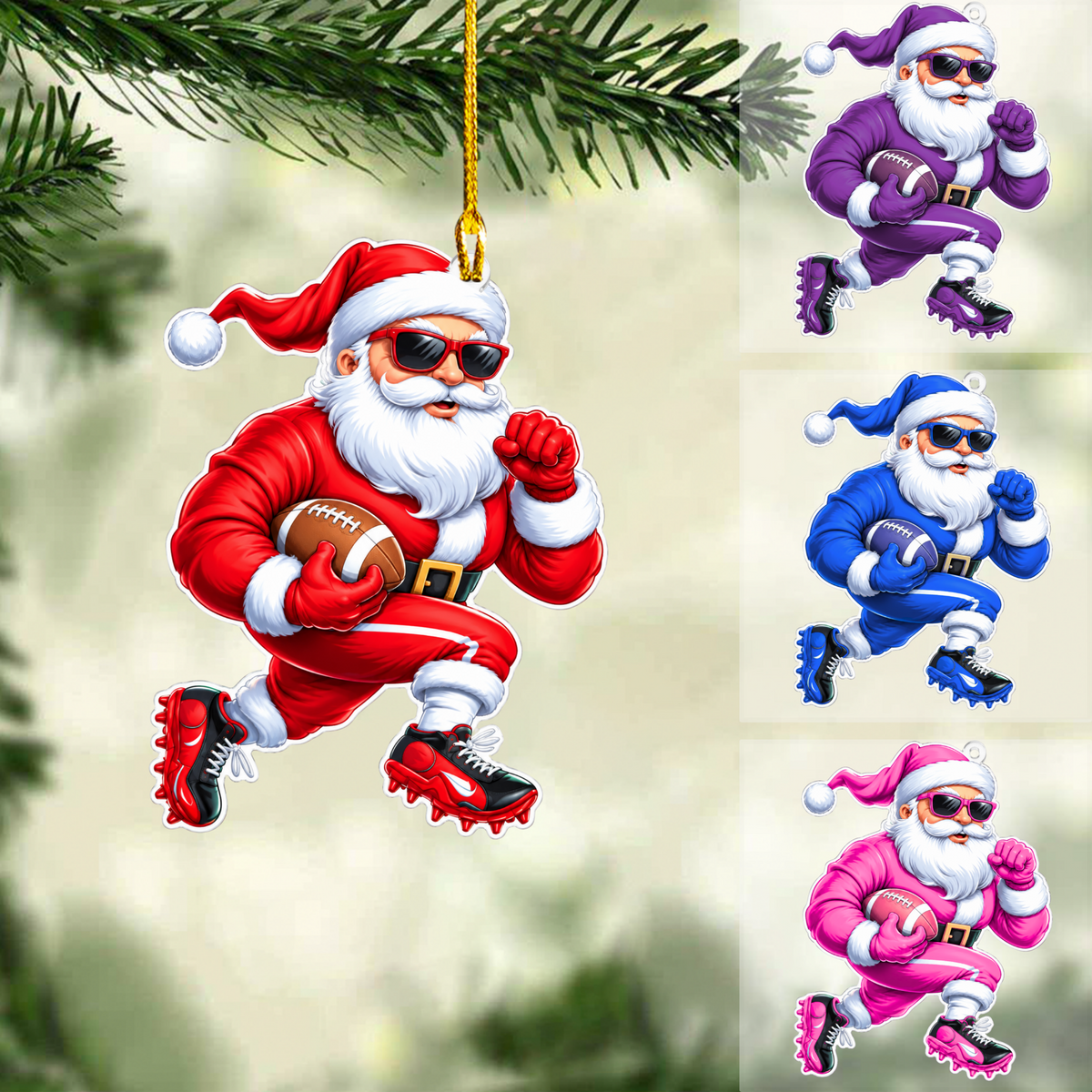 Personalized American Football Christmas Ornament, Santa Play American Football, Custom Ornament Christmas Gift, Keychain American Football, Car Ornament American Football