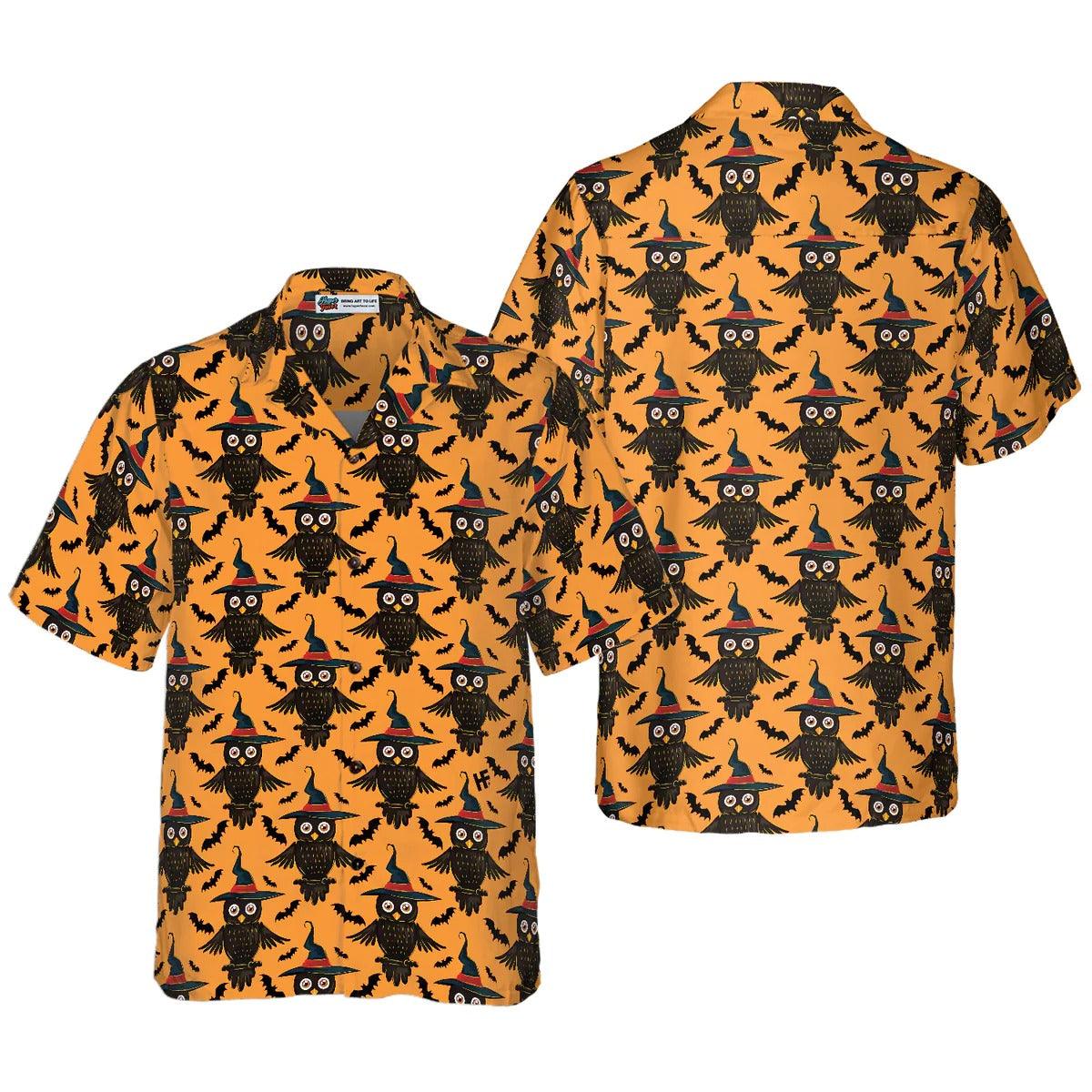 Owl Halloween Pattern Shirt For Men Hawaiian Shirt - Perfect Gift For Lover, Friend, Family - Amzanimalsgift