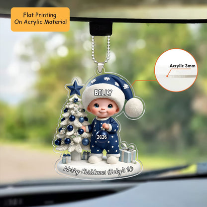 Personalized Baby Christmas Flat Printed Acrylic Ornament, Merry Christmas Baby Boy 1st, Custom Ornament Christmas Gift, Keychain Baby, Car Ornament Baby