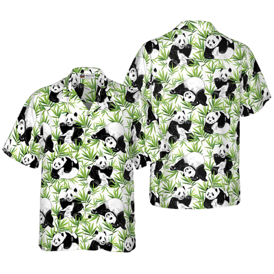 Panda Bamboo Tree Hawaiian Shirt, Cute Panda Aloha Shirt For Men - Perfect Gift For Panda Lovers, Husband, Boyfriend, Friend, Family - Amzanimalsgift