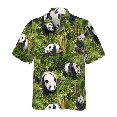 Panda Hawaiian Shirt, Panda Bamboo Tree Aloha Shirt For Men - Perfect Gift For Men, Husband, Boyfriend, Friend, Family - Amzanimalsgift