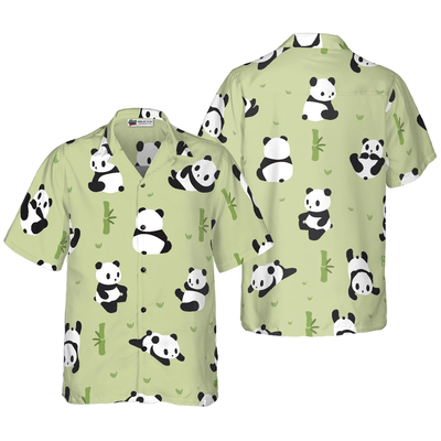 Panda Leaf Pattern Hawaiian Shirt, Tropical Summer Aloha Shirt For Men - Perfect Gift For Panda Lovers, Husband, Boyfriend, Friend, Family - Amzanimalsgift