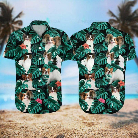 Papillon Dog Aloha Hawaiian Shirt - Papillon Pet Hawaiian Shirt, Tropical Pattern Hawaiian Shirt For Men & Women, Papillon Lover - Amzanimalsgift