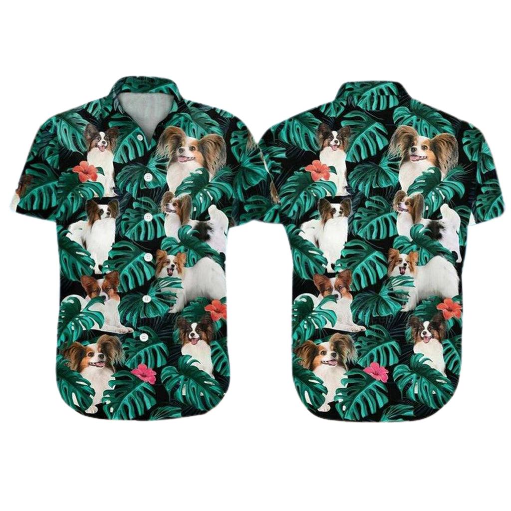 Papillon Dog Aloha Hawaiian Shirt - Papillon Pet Hawaiian Shirt, Tropical Pattern Hawaiian Shirt For Men & Women, Papillon Lover - Amzanimalsgift