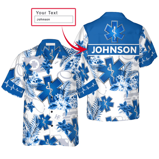 Paramedic Custom Name Hawaiian Shirt, Personalized Tropical Floral Shirt For Men - Perfect Gift For Paramedic, Husband, Boyfriend, Friend, Family - Amzanimalsgift