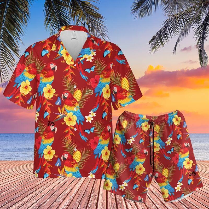 Parrot Aloha Hawaiian Shirt - Colorful Parrot Pattern Hawaiian Shirt, Colorful Tropical Plant Pattern Hawaiian Shirt For Men & Women, Parrot Lover - Amzanimalsgift