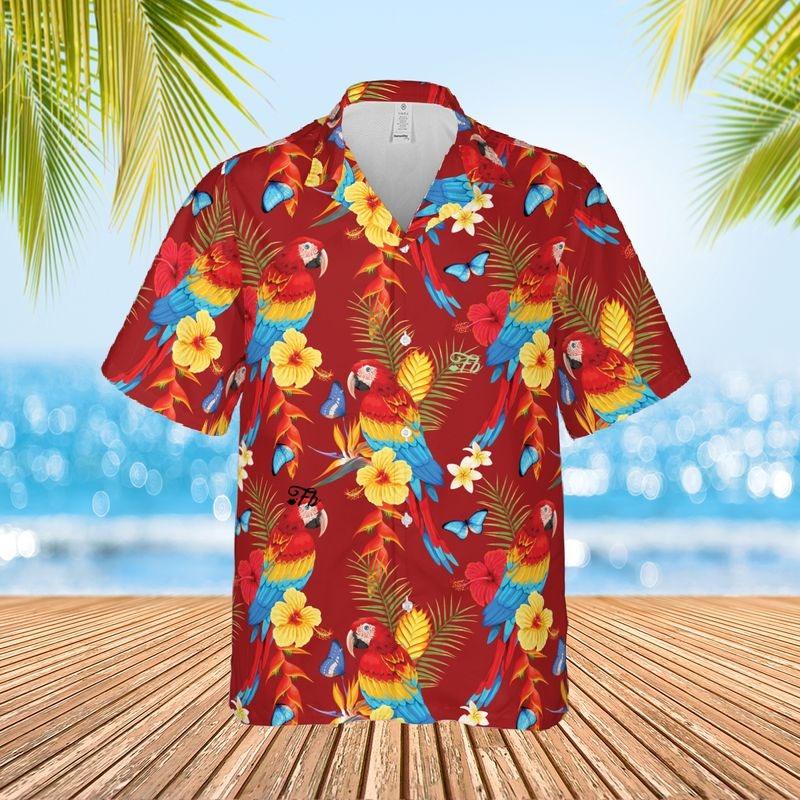 Parrot Aloha Hawaiian Shirt - Colorful Parrot Pattern Hawaiian Shirt, Colorful Tropical Plant Pattern Hawaiian Shirt For Men & Women, Parrot Lover - Amzanimalsgift