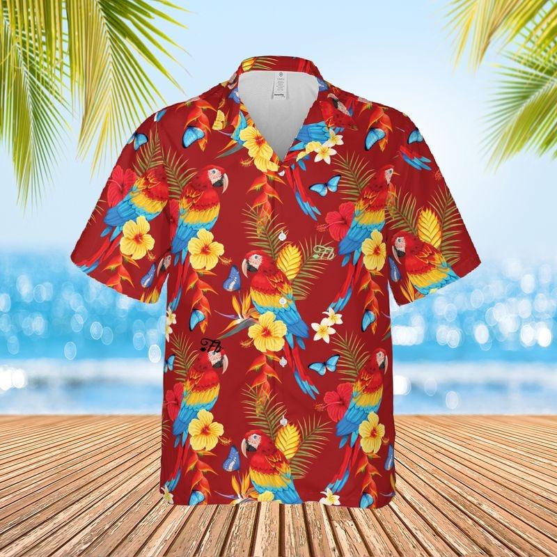 Parrot Aloha Hawaiian Shirt - Parrot Pattern Colorful Hawaiian Shirt, Leaves Pattern Hawaiian Shirt For Men & Women, Parrot Lover - Amzanimalsgift