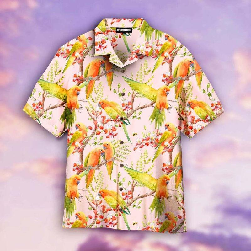 Parrot Aloha Hawaiian Shirt - Parrot Phoenix Flower Hawaiian Shirt, Tropical Phoenix Flower Shirt For Men & Women, Parrot Lover - Amzanimalsgift