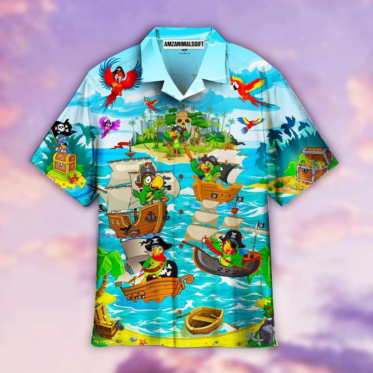 Parrot Aloha Hawaiian Shirt - Pirate Hawaiian Shirt, Parrots Its A Pirate Life For Me Hawaiian Shirt - Perfect Shirt For Men & Women, Parrot Lover - Amzanimalsgift