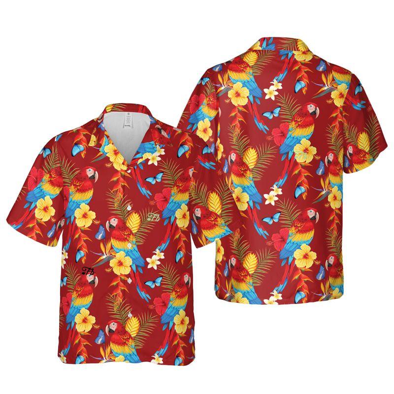 Parrot Aloha Hawaiian Shirts For Summer - Colorful Leaves Pattern Hawaiian Set Holiday Outfits For Men Women - Gift For Friend, Family, Parrot Lovers - Amzanimalsgift