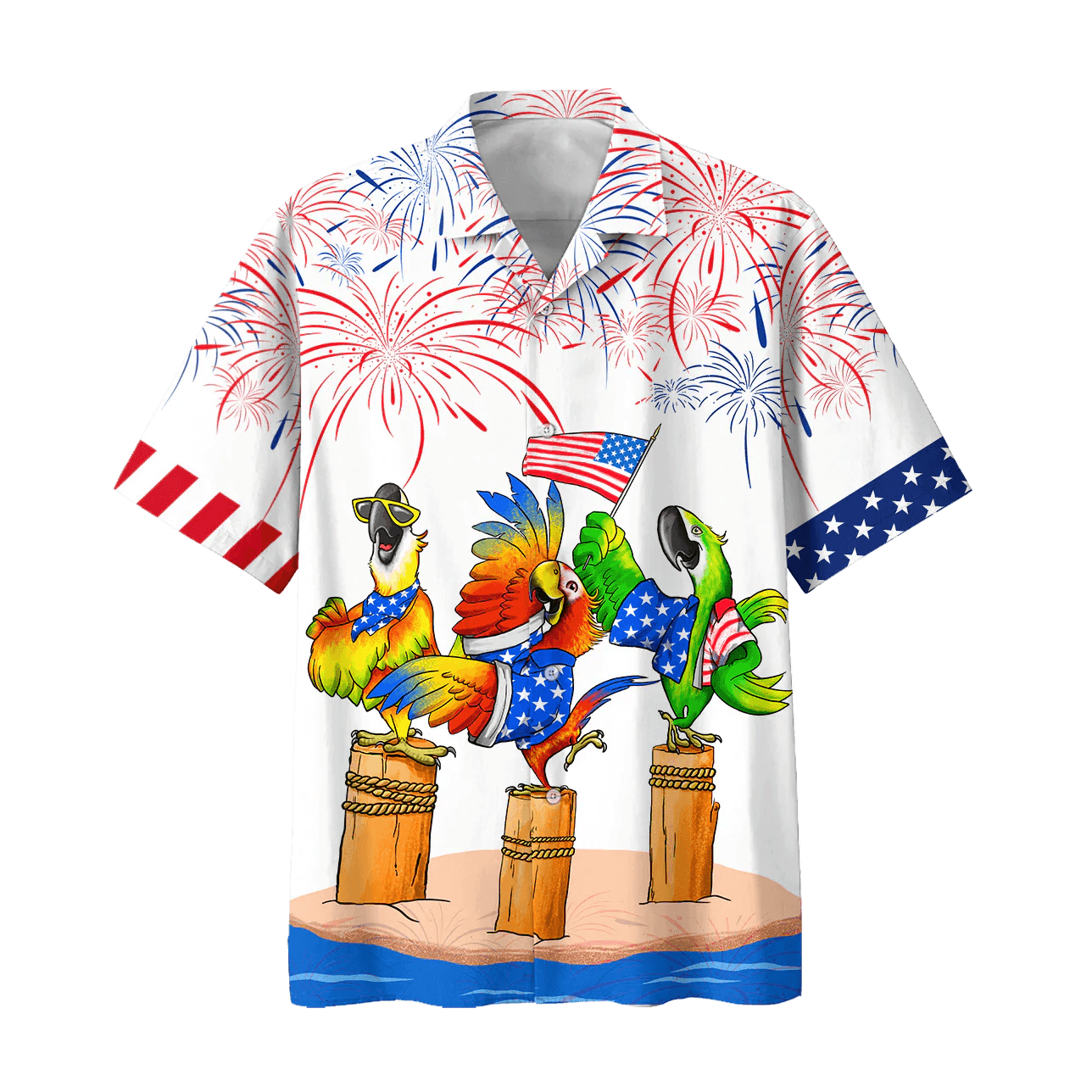 Parrot Aloha Hawaiian Shirts For Summer, Funny Independence Day USA Freedom Aloha Hawaiian Shirt For Men Women, Fourth Of July Gift For Parrot Lovers - Amzanimalsgift