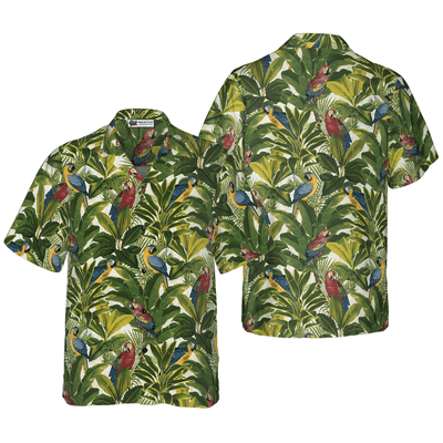 Parrot Hawaiian Shirt, Etoxic Parrots Tropical Leaves Aloha Shirt For Men - Perfect Gift For Husband, Boyfriend, Friend, Family - Amzanimalsgift