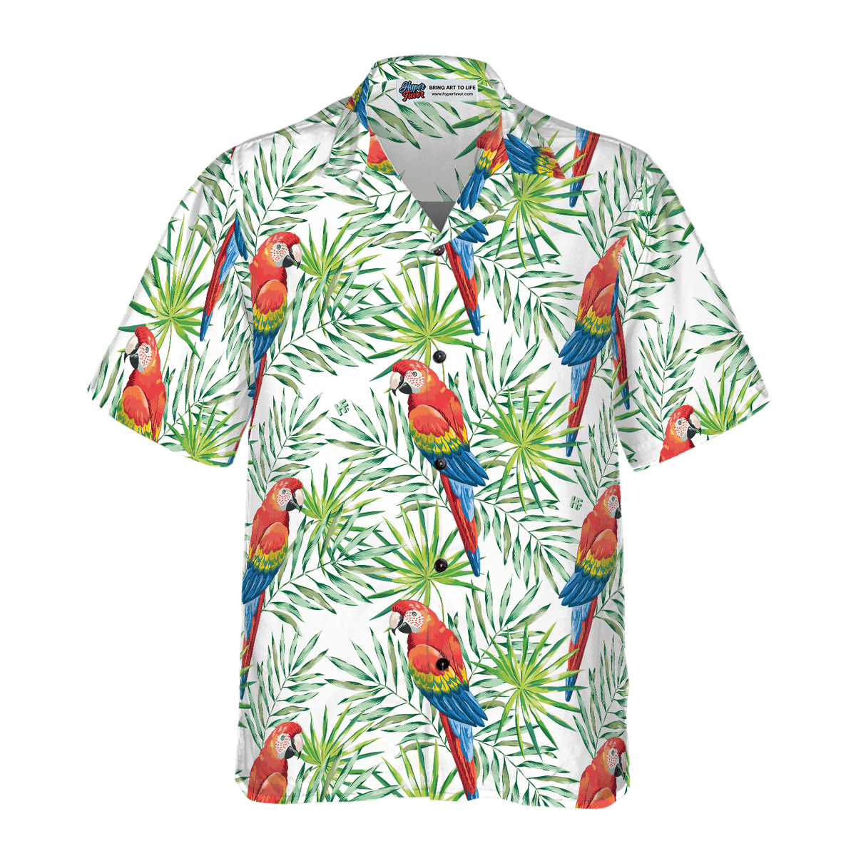 Parrot Hawaiian Shirt, Macaw Parrots, Green Palm Leaves Aloha Shirt For Men - Perfect Gift For Husband, Boyfriend, Friend, Family - Amzanimalsgift