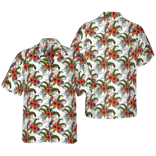 Parrot Hawaiian Shirt, Vintage Macaw Parrot Island Hawaiian Shirt, Colorful Summer Aloha Shirt For Men Women, Gift For Husband, Wife, Boyfriend, Friend - Amzanimalsgift