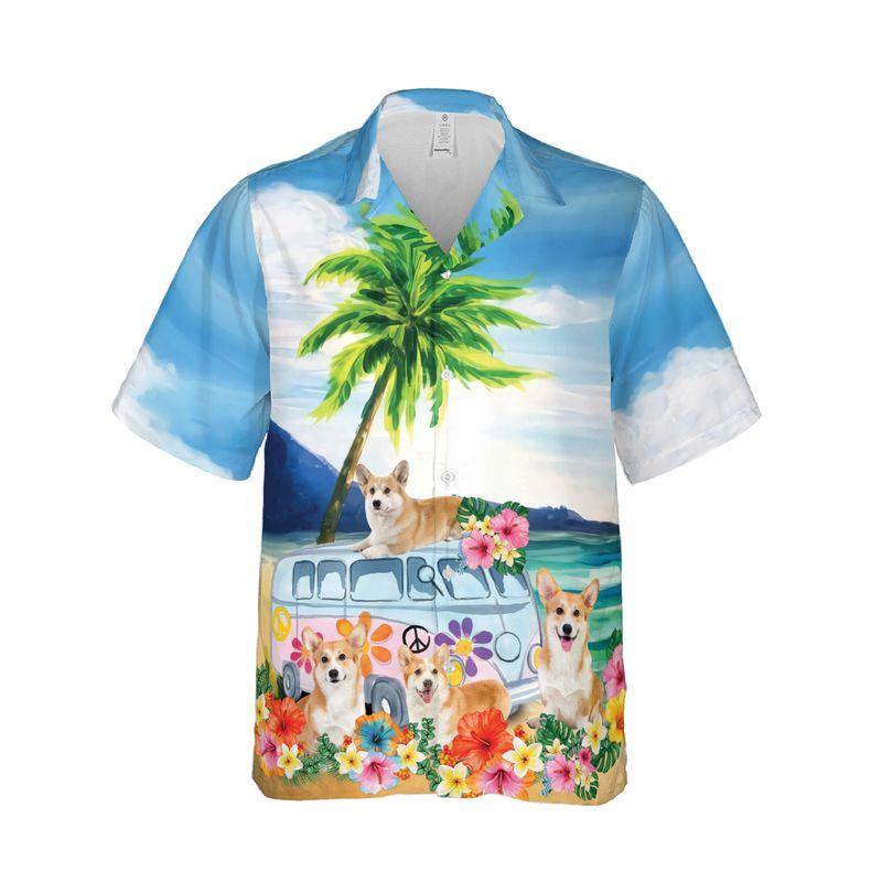 Pembroke Welsh Corgi Aloha Hawaiian Shirts For Summer, Cute Corgi Dog Tropical Floral Hawaiian Set For Men Women, Gift For Dog Lovers, Dog Mom Dad - Amzanimalsgift