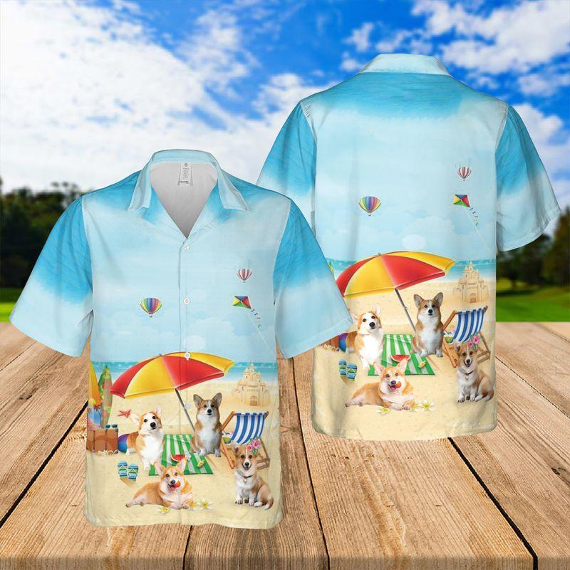 Pembroke Welsh Corgi Aloha Hawaiian Shirts For Summer, Dog Beach Picture Hawaiian Shirt For Men Women, Best Gift For Friend, Dog Lovers, Dog Mom Dad - Amzanimalsgift