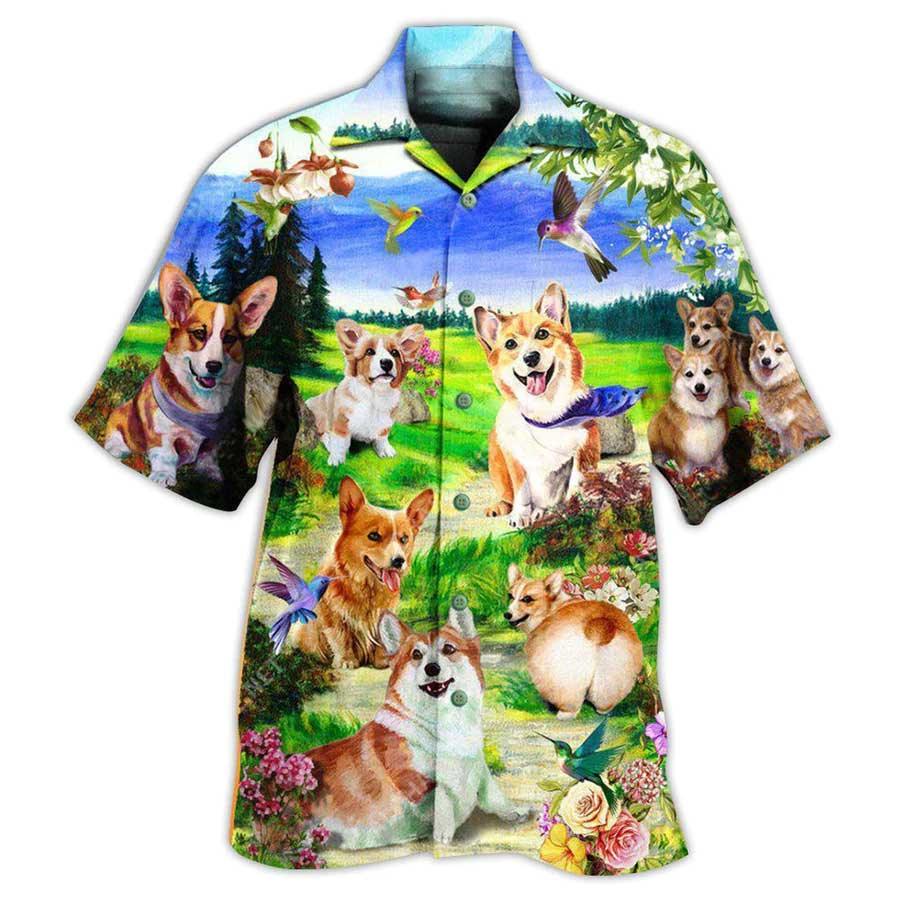 Pembroke Welsh Corgi Dog Aloha Hawaiian Shirt For Summer, Life Is Better With A Corgi Hawaiian Shirt Matching Outfit For Men Women, Dog Lovers, Friends - Amzanimalsgift