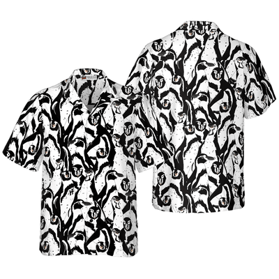Penguin Aloha Hawaiian Shirt, Black And White Penguin Hawaiian Shirt, Funny Penguin Aloha Shirt For Men - Gift For Penguin Lovers, Friend, Family - Amzanimalsgift
