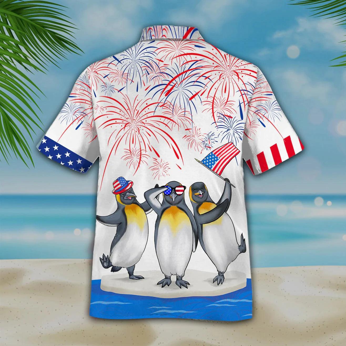 Penguin American Aloha Hawaiian Shirts For Summer, Happy Independence Day Is Coming Aloha Hawaiian Shirt For Men Women, Penguin Lover, Fourth Of July - Amzanimalsgift