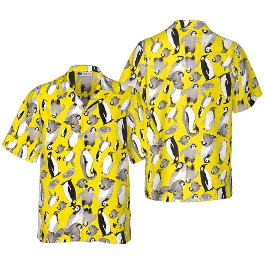 Penguin Family Hawaiian Shirt, Colorful Summer Aloha Shirts For Men Women, Perfect Gift For Husband, Wife, Boyfriend, Friend - Amzanimalsgift