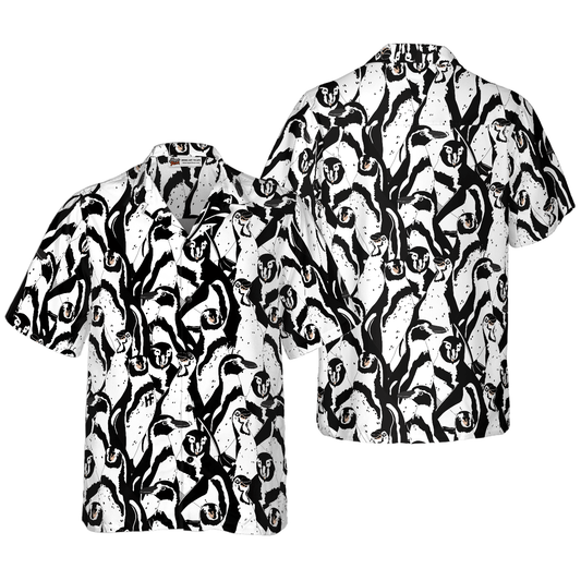 Penguin Hawaiian Shirt, Black And White Penguin Hawaiian Shirt, Black White Summer Aloha Shirts For Men Women, Gift For Husband, Wife, Boyfriend, Friend - Amzanimalsgift