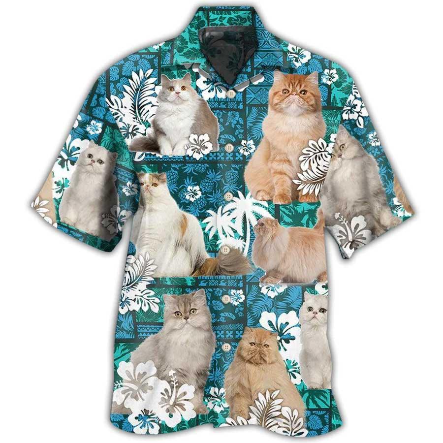 Persian Cat Hawaiian Shirt For Summer, Cat Tropical Style, Best Colorful Cool Cat Hawaiian Shirts Outfit For Men Women, Friend, Team, Cat Lovers - Amzanimalsgift