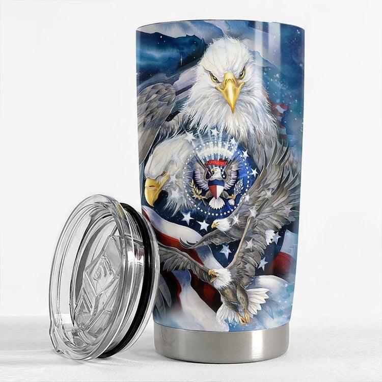 Personalized 4th Of July Tumbler - Eagle American Tumbler Patriotic Custom name Stainless Steel Tumbler Cup Gift For Independence Day, Dad & Son - Amzanimalsgift