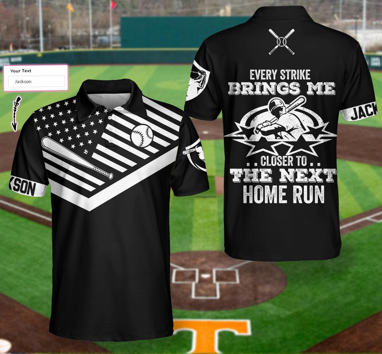 Personalized American Flag Baseball Men Polo Shirt, Every Strike Brings Me Closer To The Next Home Run Custom Shirt For Men, Gift For Baseball Lovers - Amzanimalsgift