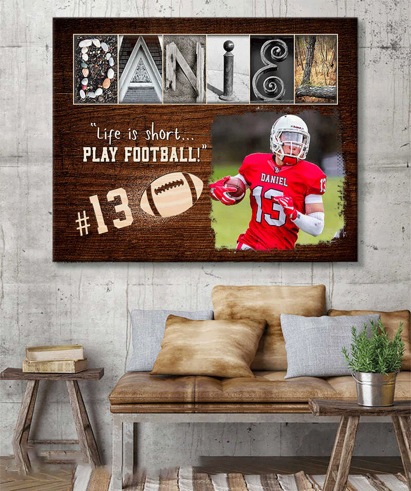 Personalized American Football Landscape Canvas - I Never Dreamed I Would Be A Super Cool Football Player Canvas For Friend, Family, Football Lover - Amzanimalsgift