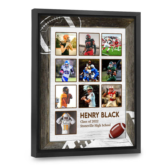 Personalized American Football Player Portrait Canvas - Custom Photo, Name, Class Name, School Name Canvas For Friend, Family, American Football Lover - Amzanimalsgift