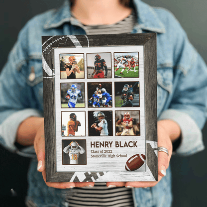 Personalized American Football Player Portrait Canvas - Custom Photo, Name, Class Name, School Name Canvas For Friend, Family, American Football Lover - Amzanimalsgift