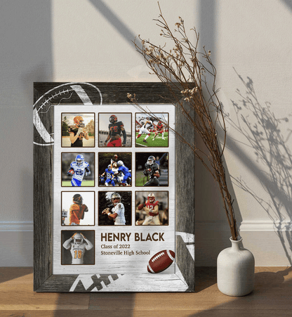 Personalized American Football Player Portrait Canvas - Custom Photo, Name, Class Name, School Name Canvas For Friend, Family, American Football Lover - Amzanimalsgift
